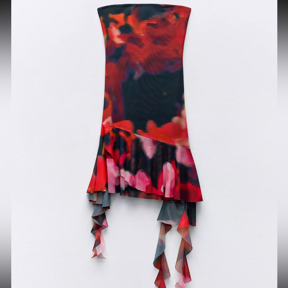 Zara Strapless Dress in Red and Black